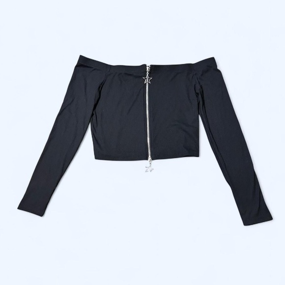 Goth Black Off the Shoulder Jacket by Social Collision! - Picture 3 of 6